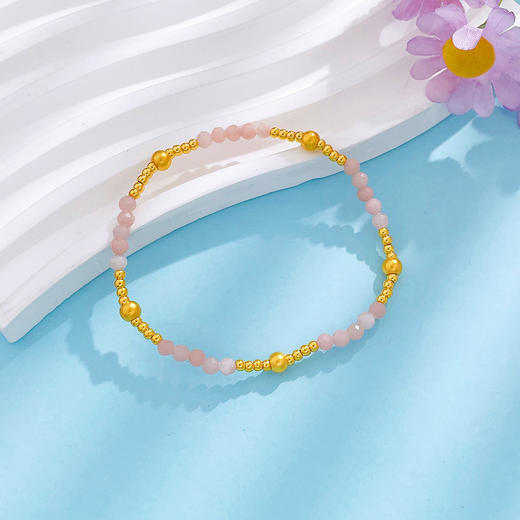 【限时克减150元】足金 #清新 3D硬金空心转运金珠芙蓉石刻面圆珠间款手串Diy叠戴弹力绳手串(小金珠约2-2.4mm)(AK3DSC00044)预售产品下单后不退款不退货不换货不补差价 商品图1