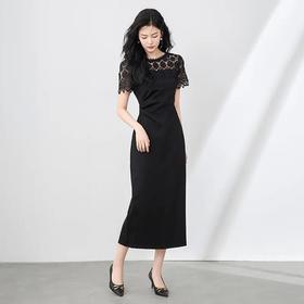 「高货wl」全新升级【铂金会员321/天猫429/差价108】(34600)洛诗琳新中式连衣裙2025夏季高级感拼接蕾丝典雅收腰裙子34600