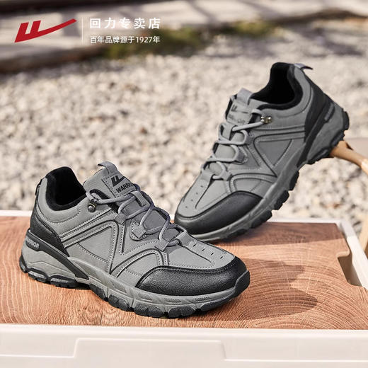 回力登山鞋2024冬季新款男鞋皮面户外徒步鞋厚底减震加绒保暖棉鞋 商品图3