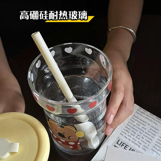 高颜值小花少女水杯带滤网高硼硅玻璃杯耐高温女生办公泡茶吸管杯 茶水分离 伴手礼小礼品 商品图6