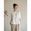 牧衣游原创 净色汉麻套头衫斜襟极简中式白色清凉百搭上衣 发南枝 商品缩略图1