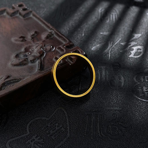 【限时克减150元】足金999.9 古法光圈素圈宽面戒指（面宽约3.9-4.3mm，厚约1.5mm）(GFJZW00099-02)（预售产品下单后不退款不退货不换货不补差价 商品图2