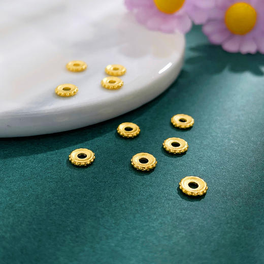 【限时7.5折】【定价黄金】足金999 （无成色字印）古法实心隔片小金片手串配件Diy手串配件/10件(AKGFSC00637)预售产品下单后不退款不退货不换货不补差价 商品图1
