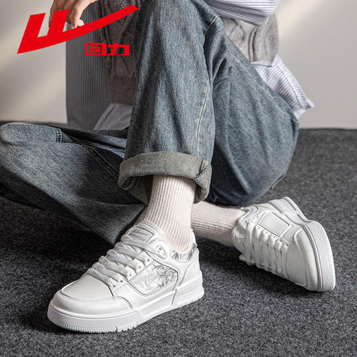 回力低帮女鞋秋冬加绒时尚女士休闲鞋皮面学生百搭潮流情侣板鞋 商品图3