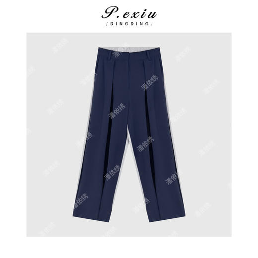 PanYiXiu/潘依绣100%棉拼接设计款轻薄垂感休闲裤 W-62809 商品图1