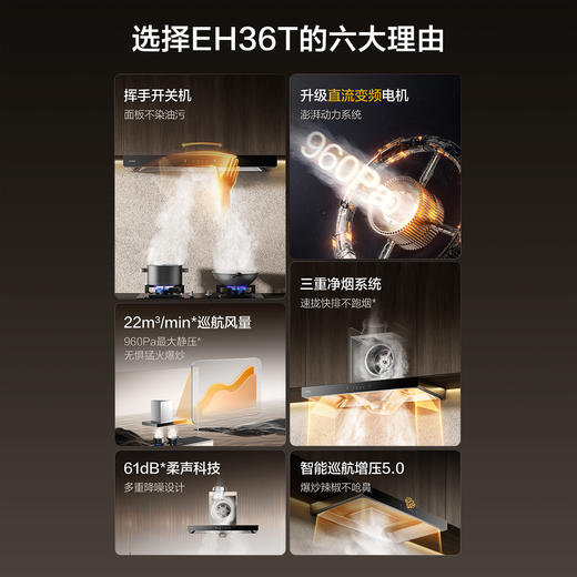 方太EH36T抽油烟机顶吸式挥手智控22巡航风量烟灶套装 商品图1