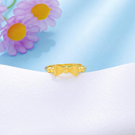 【限时克减150元】足金999 #在逃公主  实心活口戒指砂面公主蝴蝶结圈戒(AUQJZ00041)预售产品下单后不退款不退货不换货不补差价 商品图2