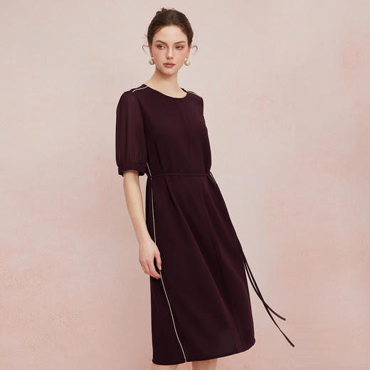 QF856斯尔丽2025夏季新款简约时尚通勤日常撞色分割显瘦宽松好穿连衣裙 商品图0