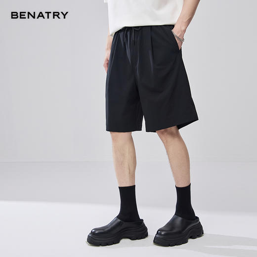 贝纳川四面弹分割压褶短裤ECF233002 商品图0