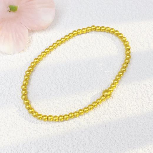【限时7.5折】【定价黄金】足金 #电商超轻 3D硬金空心圆珠手串弹力绳成品手串（珠约3mm)(AK3DSC00002)预售产品下单后不退款不退货不换货不补差价 商品图2