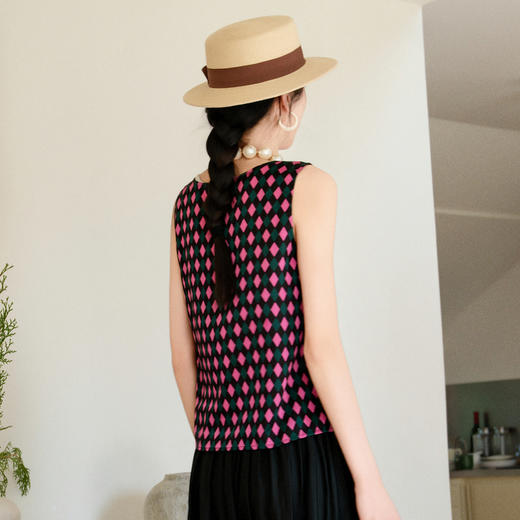 谜底波点印花背心女士2025夏新品圆领百搭宽松上衣无袖25BMN5004 商品图2