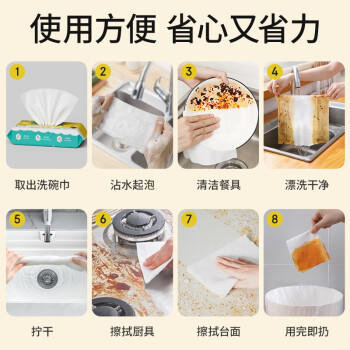 粒米厨房洗碗巾一次性50片*3包可当厨房湿纸巾去油污洗碗布懒人抹布 /家庭清洁/纸品 /清洁纸品 /厨房纸巾 商品图2