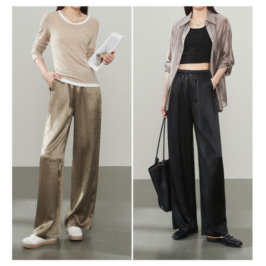 【轻奢醋酸直筒裤】逸阳100%醋酸肌理感薄款淡人穿搭裤子5776 商品图5