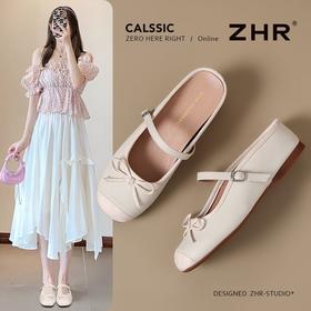 ZHR则则真皮包头拖鞋2025新款内增高时尚外穿拖鞋气质通勤单鞋女