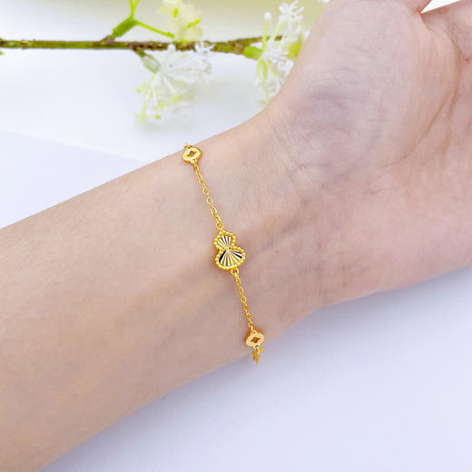 【限时克减150元】足金999 【精品】车花辘珠边3葫芦调节手链(AUSL00022)（预售产品下单后不退款不退货不换货不补差价） 商品图2