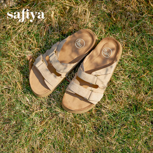 Safiya/索菲娅2025夏季休闲外穿增高厚底魔术贴一字带勃肯凉拖 SFD2110157/SFD2110M57 商品图6