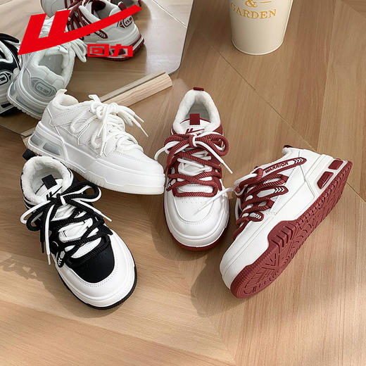 回力女鞋小白鞋2024春夏加绒运动休闲板鞋潮流时尚百搭厚底面包鞋 商品图0