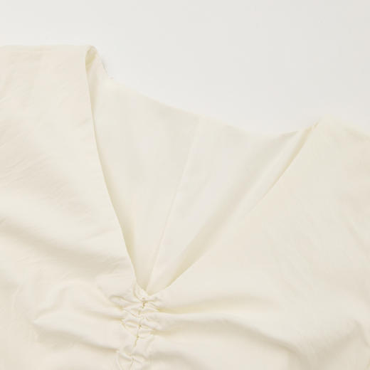 法式浪漫飞飞袖连衣裙女夏季V领抽褶收腰长裙配发圈H0050864 商品图5