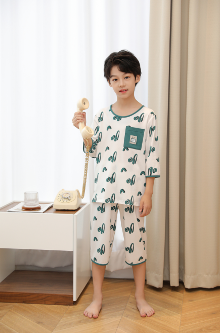 【第二件 0 元｜ 满2件 5 折】【秀黛】男童圆领印花针织空调衫男童夏季家居服L1441003T【门店同款】