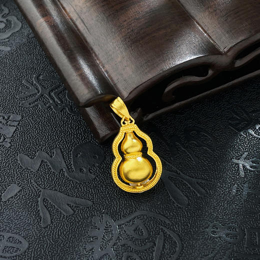 【限时克减128元】足金999.9 #时来运转 #葫芦 #招财纳福 古法空心福禄连连可转招财葫芦吊坠(ANWGFDZ01034)（预售产品下单后不退款不退货不换货不补差价 商品图1