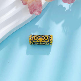 【限时7.5折】【定价黄金】足金 #电黑金 3D硬金空心国潮神兽招财貔貅饕餮纹路路通手串配件Diy手串配件(V3DSC00569)预售产品下单后不退款不退货不换货不补差价