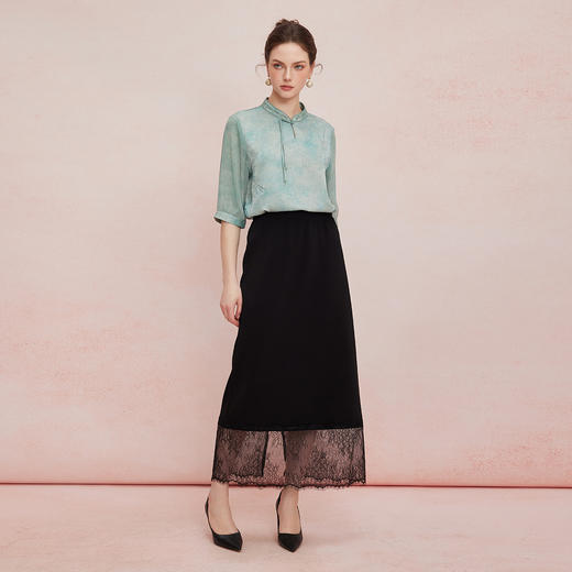 QF254斯尔丽25新款提花加水墨晕染工艺改良国风清凉薄纱袖宽松显瘦上衣 商品图3