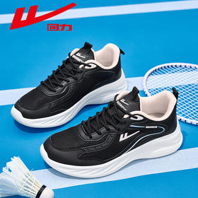 回力跑步鞋女款春季透气女鞋健身跳绳网面鞋子软底轻便黑色运动鞋