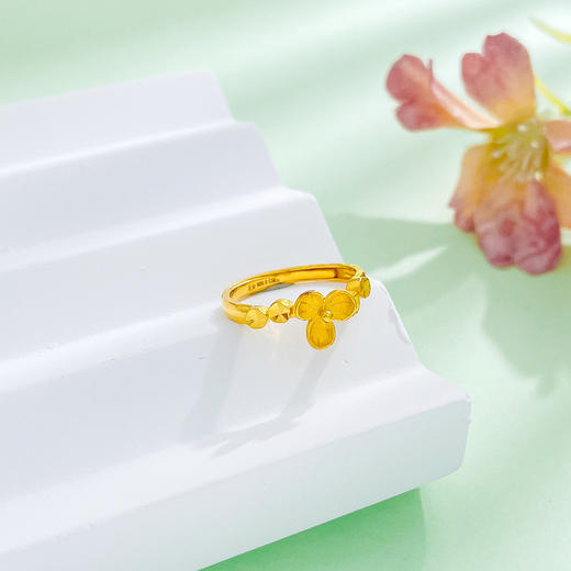 【限时克减150元】足金999.9 #婚庆  #日常佩戴 #浪漫花卉  实心花形活口戒指小幸运三叶草花卉女戒活口女戒(AUWZJZ00004)（预售产品下单后不退款不退货不换货不补差价） 商品图2
