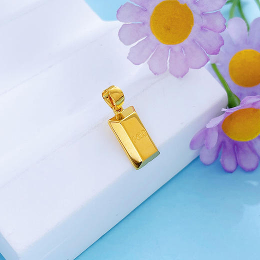 【限时7.5折】【定价黄金】足金999 5G黄金空心暴富小金条小金砖方牌吊坠(AG5GDZ00190)（预售产品下单后不退款不退货不换货不补差价）（预售产品下单后不退款不退货不换货不补差价） 商品图2