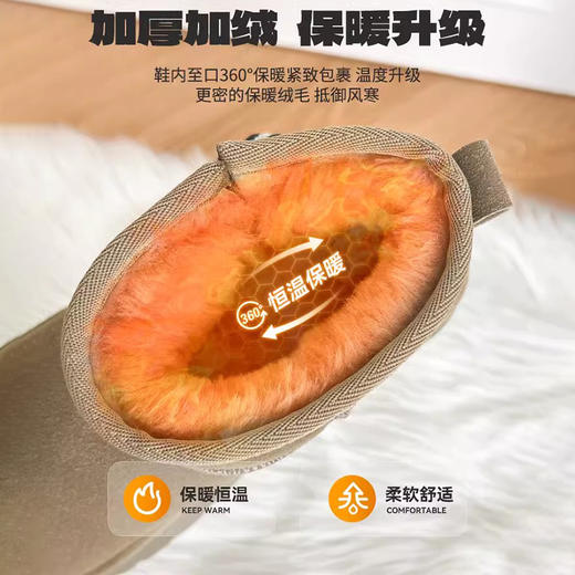回力女鞋雪地靴冬季新款皮毛一体面包鞋子外穿加绒加厚保暖棉鞋女 商品图1
