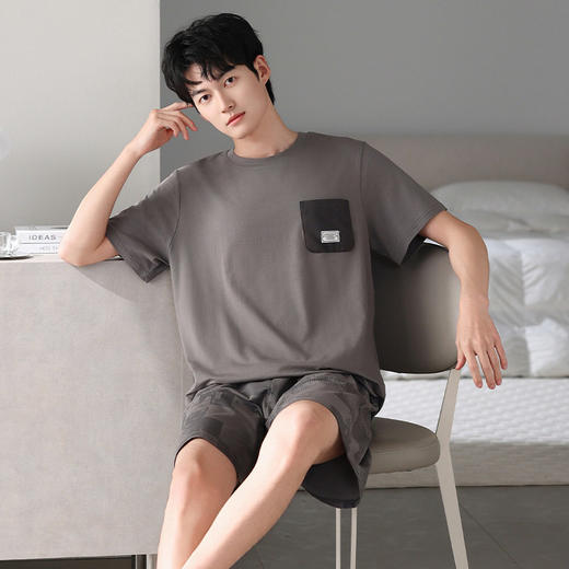 夏季短袖短裤睡衣男士莫代尔休闲简约宽松大码中青年家居服套装   JL-LGA3042 商品图1