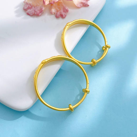 【限时克减150元】足金 #儿童/宝宝 #蛇年新品 #生肖 无氰5D硬金空心手镯 推拉童镯平安喜乐灵蛇宝宝镯BB镯/对(AR5DTZ00004)（预售产品下单后不退款不退货不换货不补差价） 商品图2