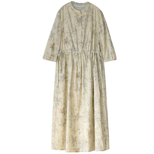 牧衣游原创 印花纯棉连衣裙夏新款宽松抽绳显瘦文艺碎花裙 听风雨 商品图4