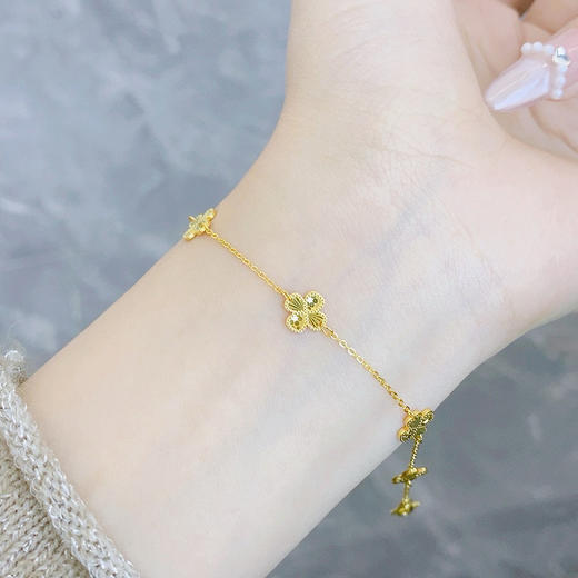 【限时克减150元】足金999 #母亲节 #CNC 5G黄金实心CNC可调节招好运幸运草手链(AG5GSL00300)（预售产品下单后不退款不退货不换货不补差价） 商品图0