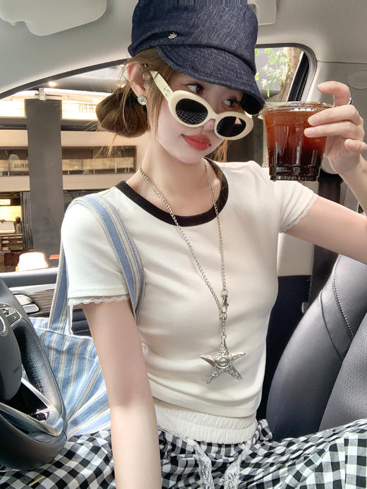 【99元任选2件】新品现货秒杀！卖完下架不再补 ！微信粉丝打折价！！后背镂空撞色短袖T 商品图6