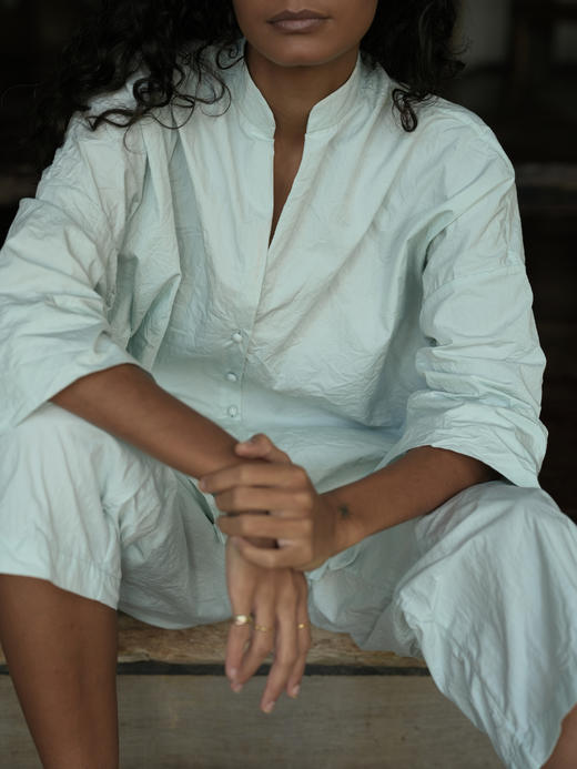 Jai  白色/天青色肌理棉伊势夹克 商品图6