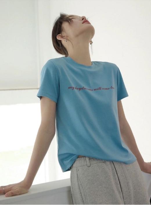 冷白皮暴击❗️黄黑皮人手必备👉🏻这件【凉感夏日复古湖蓝T恤】🥳我真的要夸爆💨颜值超高，质感超绝，🤩实用性价爆表 ✅莫代尔棉面料，细腻软弹 ，自带光泽感 商品图0