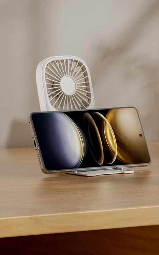 ✨【积米折叠桌面小风扇挂脖镜子风扇】 ✅三档调节，可柔可强劲，💰三档风力调节，满足日常需求 ✅密集网格🤩，均匀且密集的切割气流，旋风结构设计，创造强劲柔和的风 商品图3