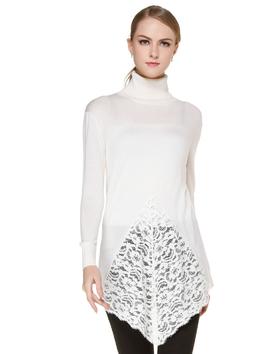 JOAN&DAVID   米白色潮流拼接长款长袖针织衫