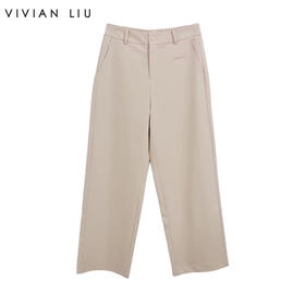 VIVIAN LIU A2535001 25夏季新款斜插兜腰部拉链直筒休闲宽松长裤