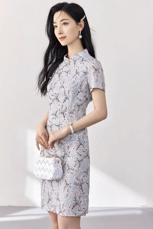 OUNIXUE/欧昵雪 气质温柔立领改良式旗袍连衣裙 18444 商品图2