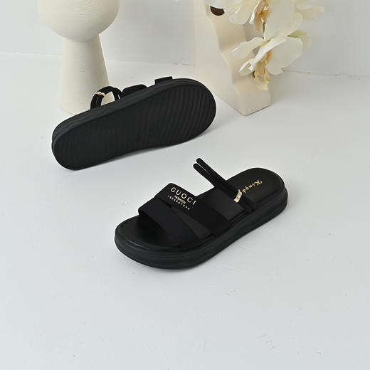 经典鲨2025夏季新品舒适平底实用两穿室内外露趾凉鞋拖鞋女KW163-529071 商品图1