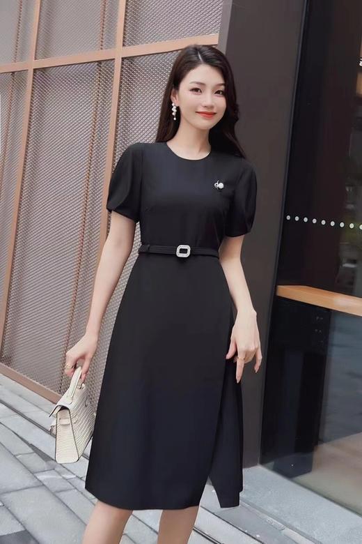 Le Malene 经典黑色优雅腰带连衣裙 18355 商品图0