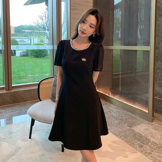 奢姿大码女装2025夏季时尚圆领短袖连衣裙胖妹妹气质减龄显瘦裙子9952821931 商品图2