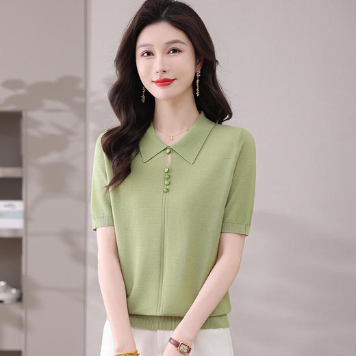 CC-101-1785含桑蚕丝短袖t恤女2025夏季薄款天丝针织衫体恤减龄上衣女 商品图2