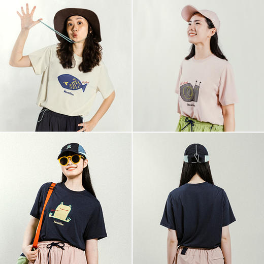 【童品会专属】#ACMEITEM爱棵米 户外亲子动物印花速干短袖T恤宽松抗UV上衣女士GAG2447007C GAG3447008C 商品图1