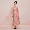 QF888斯尔丽2025新款法式浪漫轻奢印花改良旗袍薄纱多样穿搭披肩连衣裙 商品缩略图3