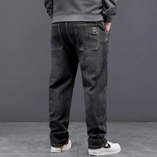 【DYG】大依优型大码男装松紧腰牛仔裤弹力直筒显瘦长裤子胖子加肥加大 商品图4