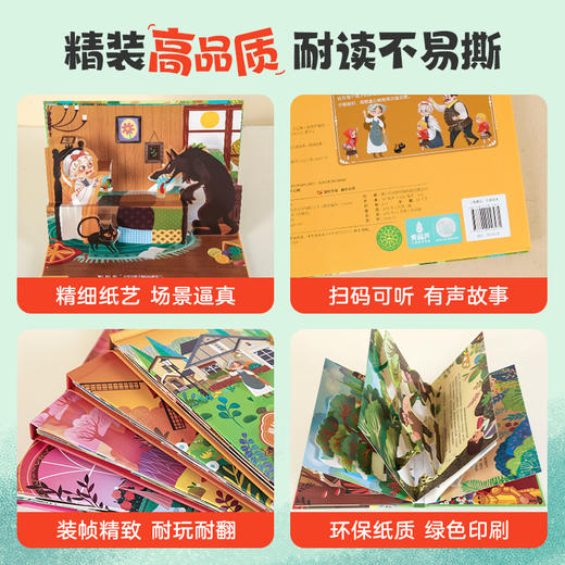 【3-8岁】【青葫芦】【礼盒装】格林童话/安徒生童话/一千零一夜/西游记/神话故事/经典故事/古代寓言/成语故事/伊索寓言3D立体剧场书 商品图5