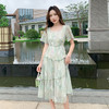 奢姿大码女装2025夏季减龄小花木耳边连衣裙胖妹妹方领时尚裙子9952869339【1】 商品缩略图4